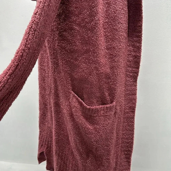 Barefoot Dreams CozyChic Lite Relaxed Hooded Cardi with Pockets Mauve Pink XS - Picture 4 of 10
